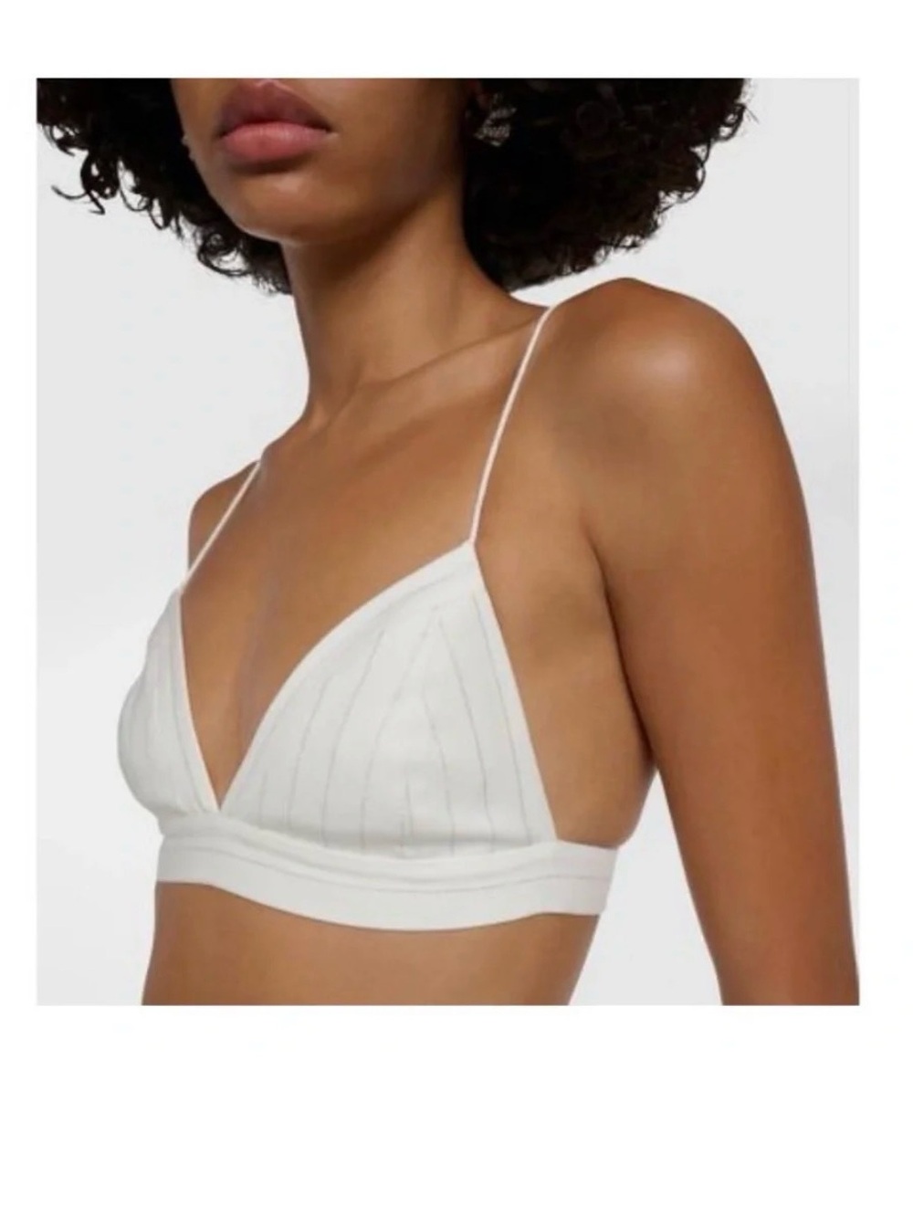 Alex Perry Ivory Pinstripe Bralette with Thin Straps